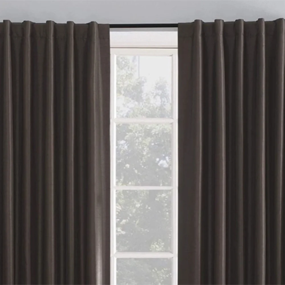 Sun Zero Faux Dupioni Silk Thermal Blackout Back Tab Curtain  50